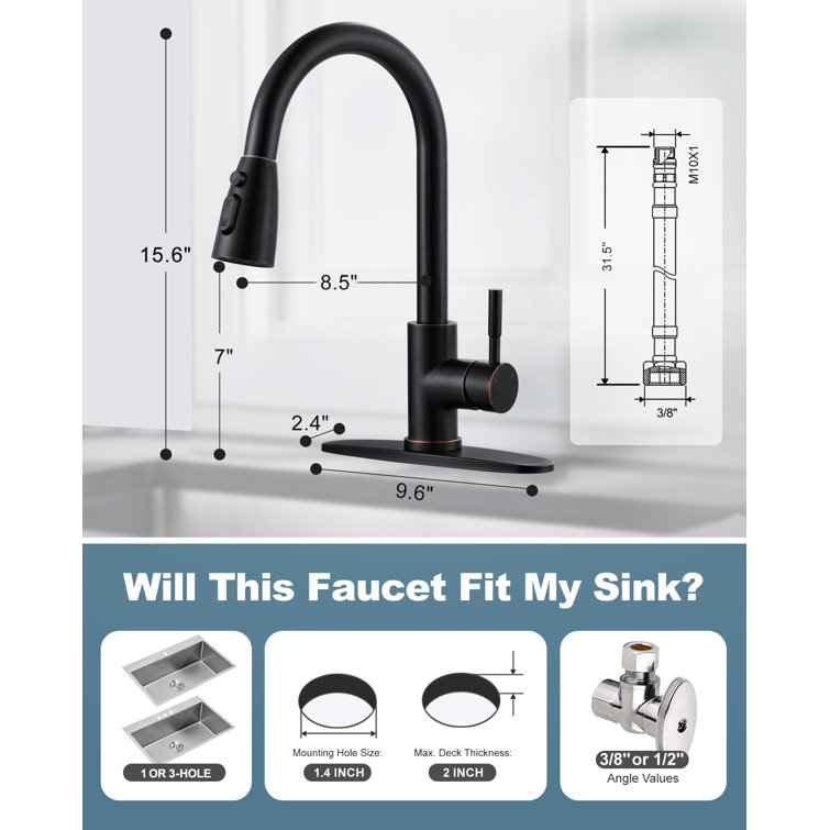 Oil Rubbed Bronze Touchless Pull-Down Kitchen Faucet with Spray