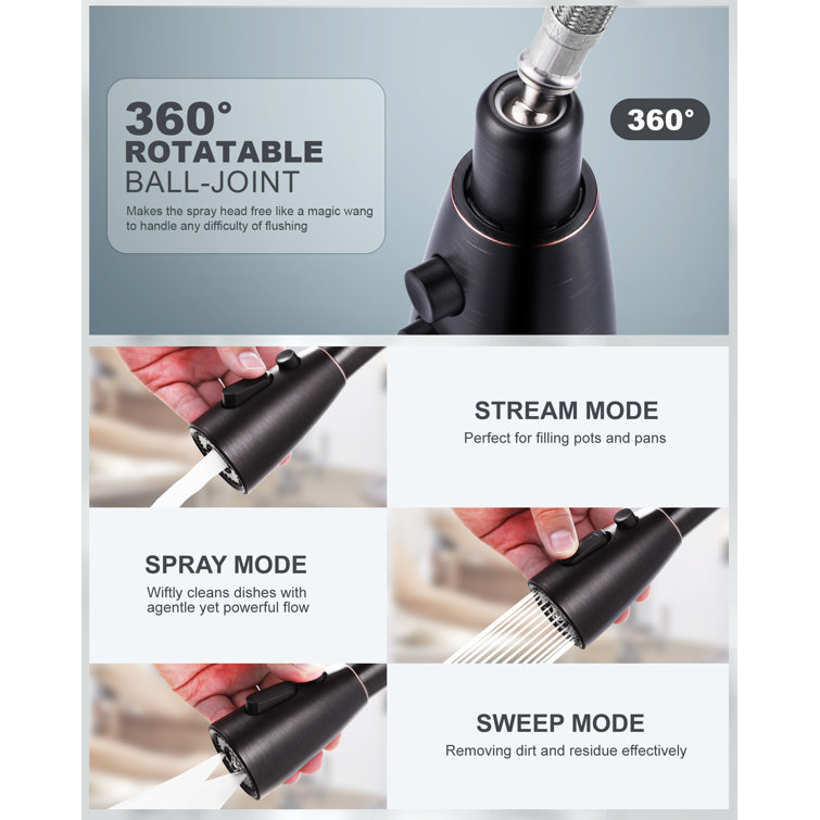 Oil Rubbed Bronze Touchless Pull-Down Kitchen Faucet with Spray