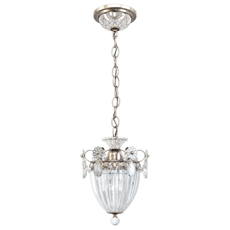 Radiant Antique Silver Mini Pendant with Clear Crystal