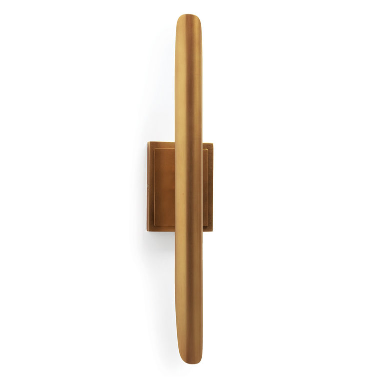 Mid-Century Modern Natural Brass Dual-Light Dimmable Sconce