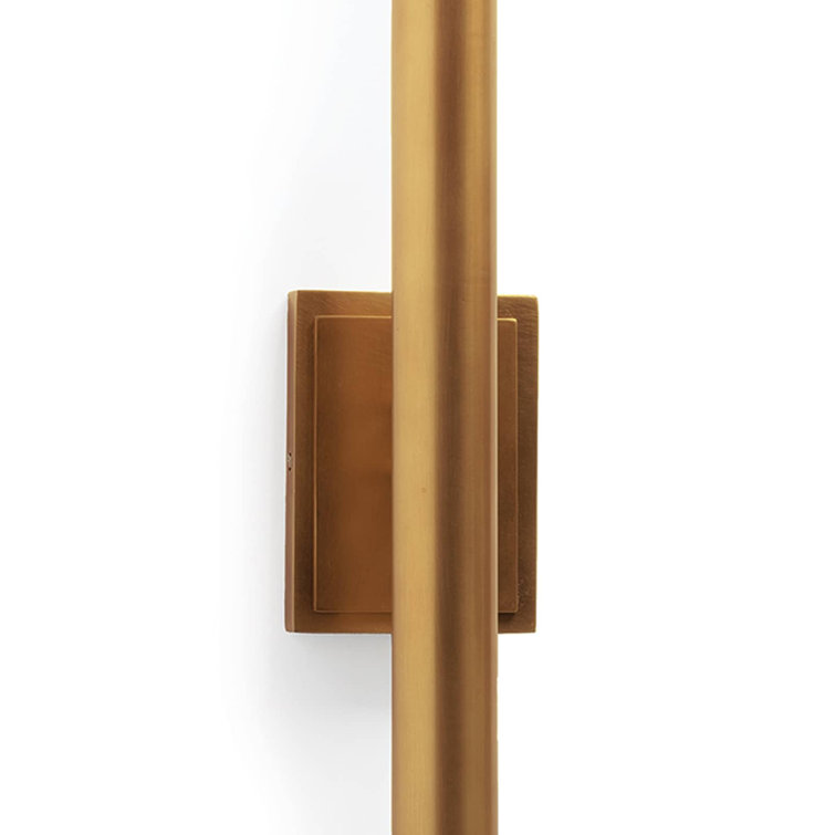 Mid-Century Modern Natural Brass Dual-Light Dimmable Sconce