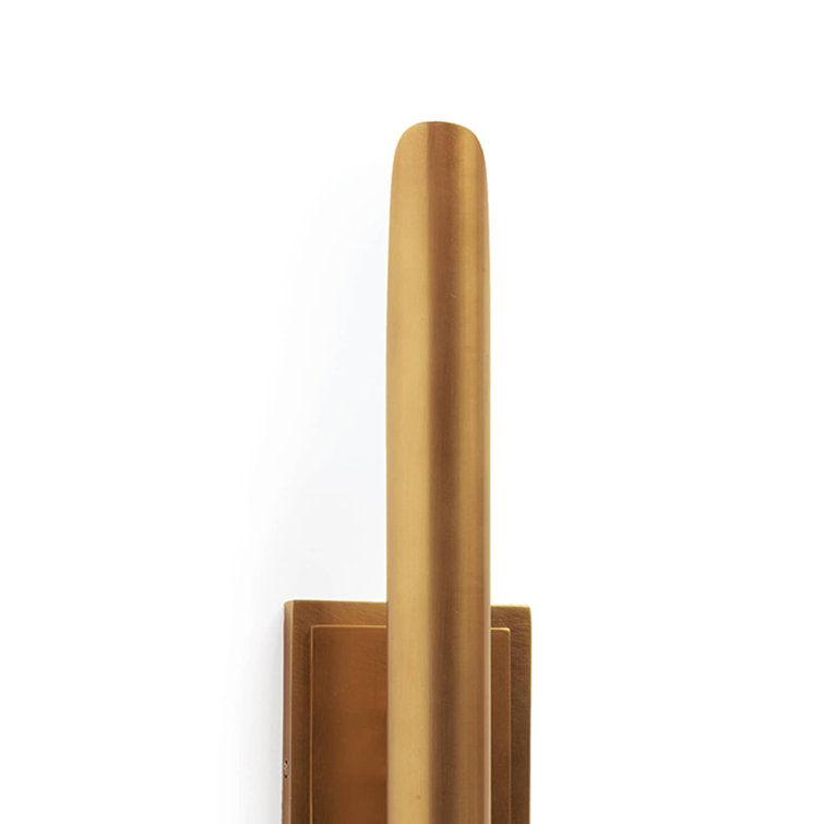 Mid-Century Modern Natural Brass Dual-Light Dimmable Sconce