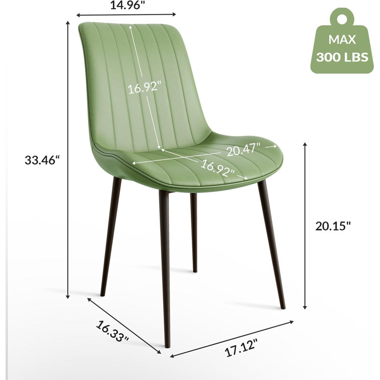 Set of 2 Green Faux Leather Upholstered Dining Chairs with Metal Legs
