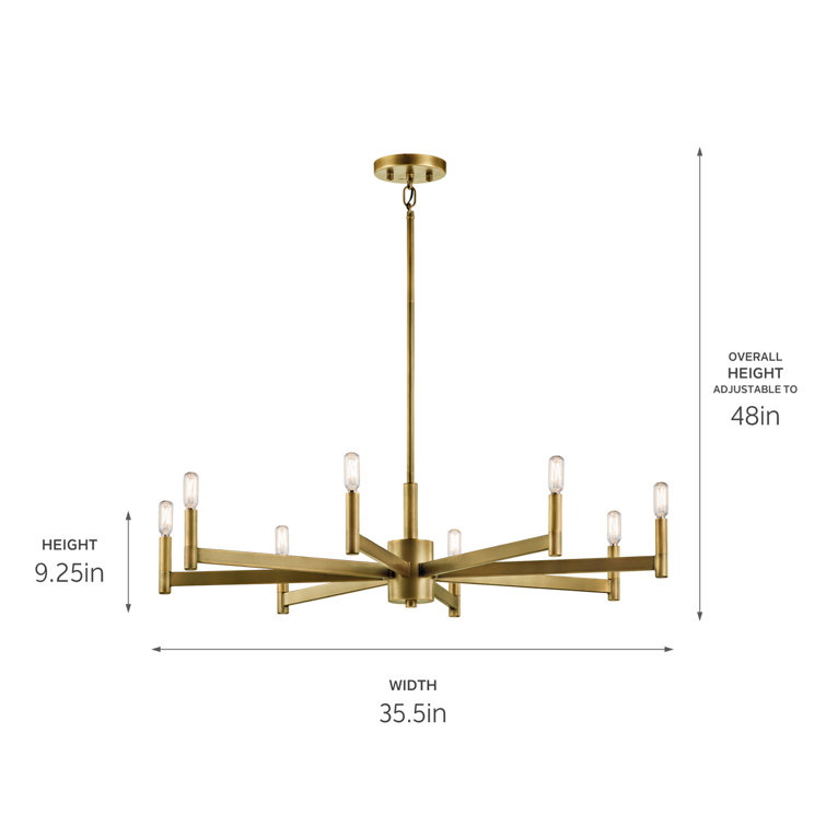 Sleek Modern 26" Black & Brass 6-Light Ambient Chandelier