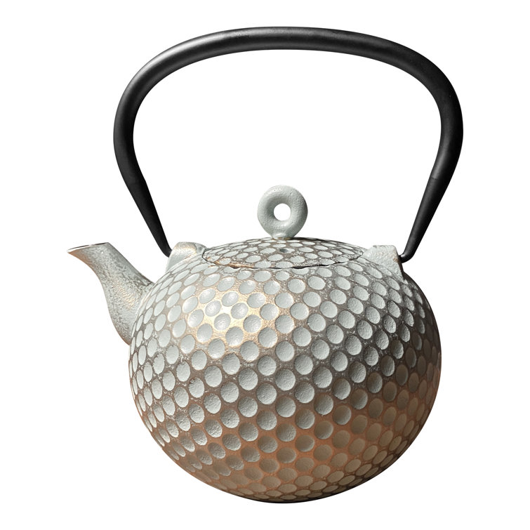 Mint and Gold Cast Iron Teapot with Stainless Steel Infuser, 34 oz