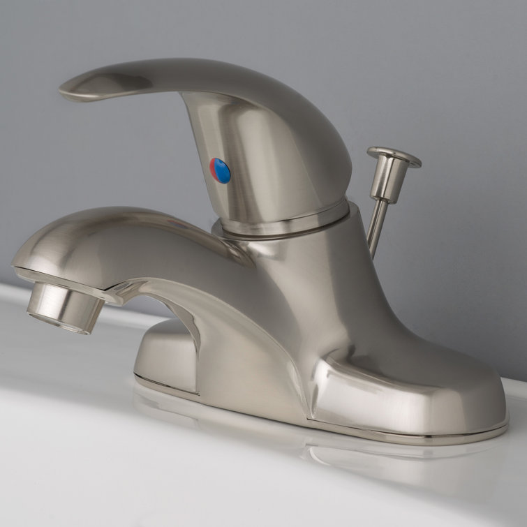 Brushed Nickel Single Handle Centerset Bathroom Faucet with Pop-Up Drain