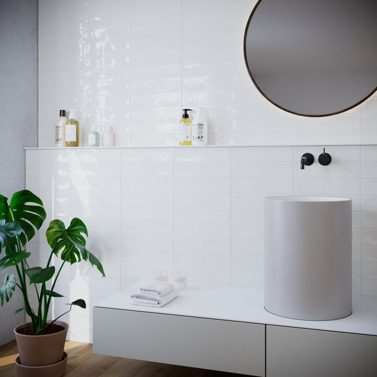 White Polished Ceramic Subway Wall Tile 3x12