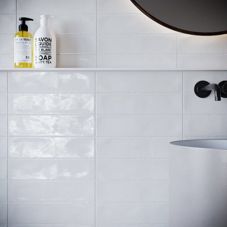 White Polished Ceramic Subway Wall Tile 3x12