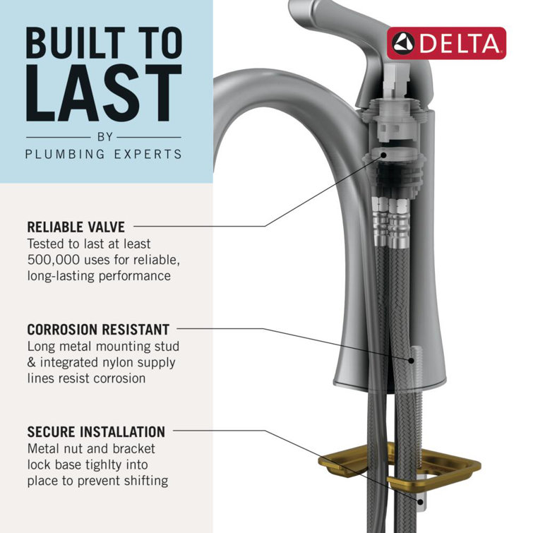 Delta Modern Chrome 6.5" Single Hole Bathroom Faucet with Drain Assembly