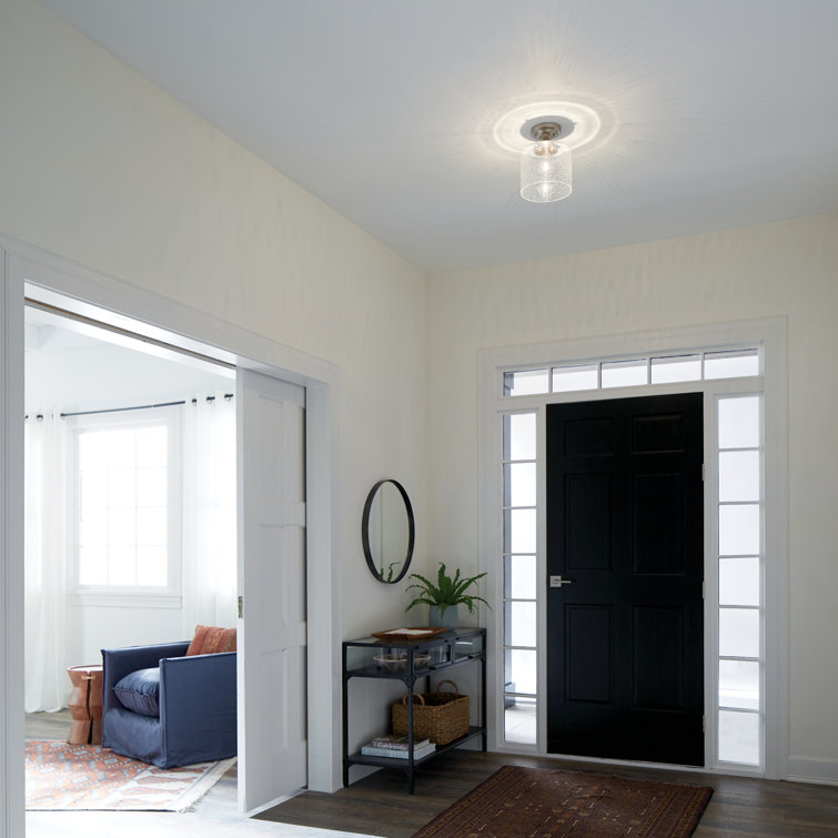 Brushed Nickel 8.5" Semi-Flush Mount with Clear Seeded Glass