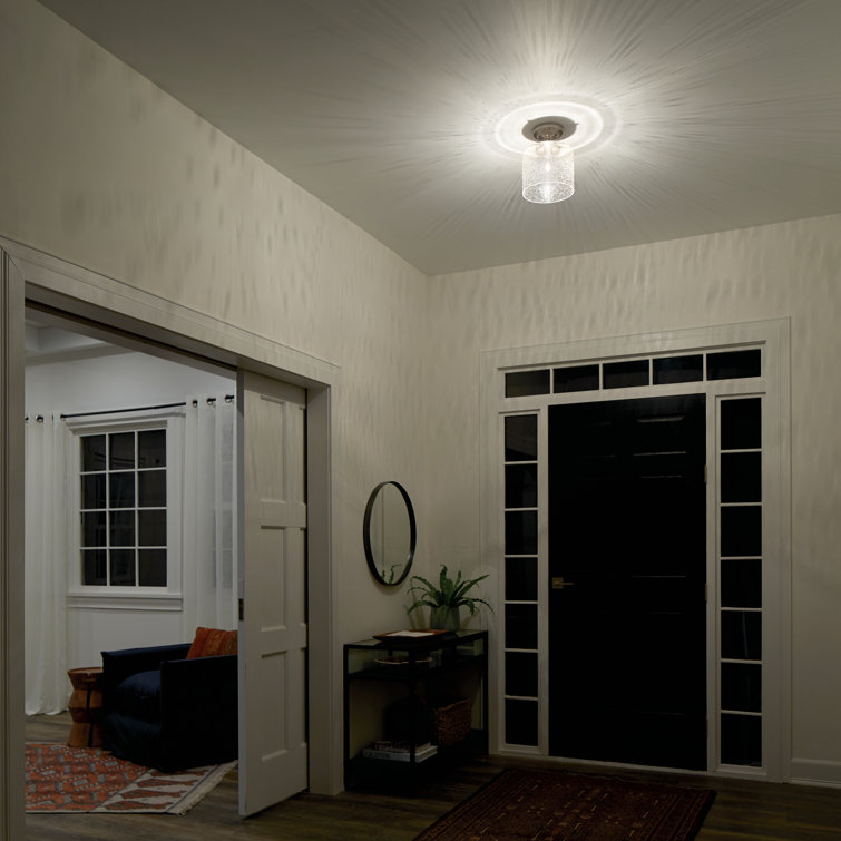 Brushed Nickel 8.5" Semi-Flush Mount with Clear Seeded Glass