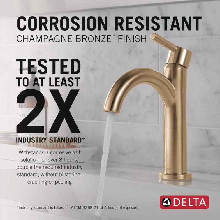 Champagne Bronze Single Handle Bathroom Faucet with Drain Assembly