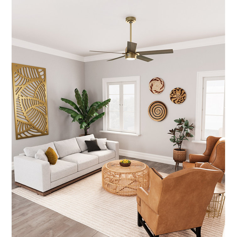 Hunter 52" Gold and Gray Wood Ceiling Fan with Light and Remote