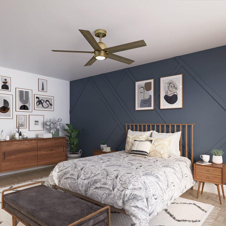 Hunter 52" Gold and Gray Wood Ceiling Fan with Light and Remote