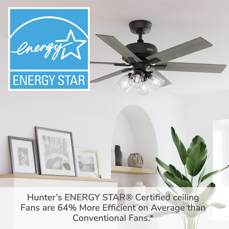 Matte Black and Gray Wood 52" Ceiling Fan with Lighting and Remote