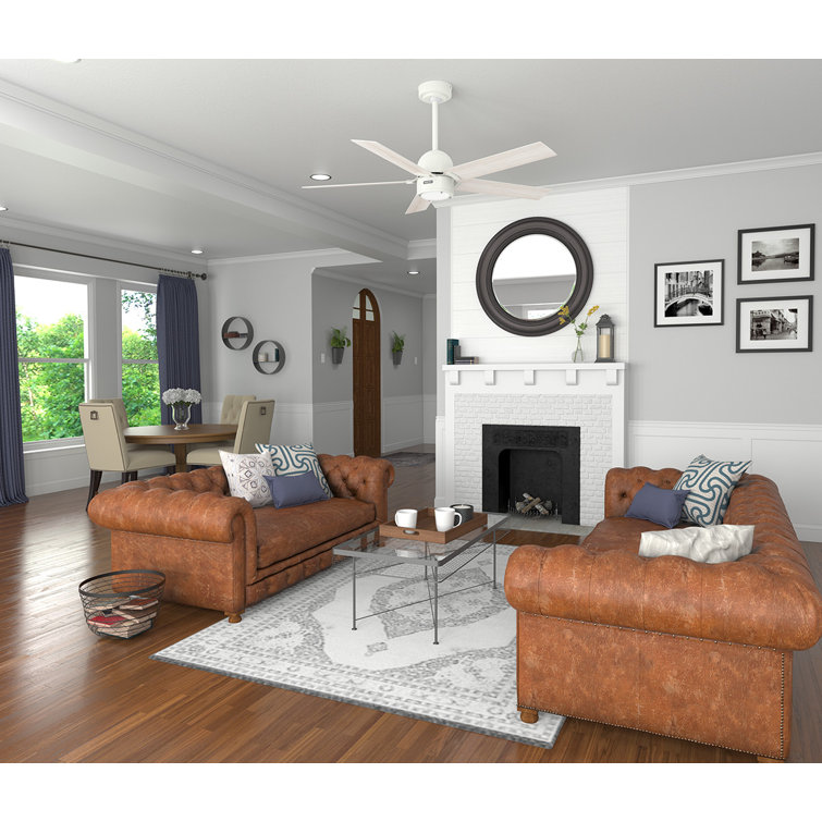 Erling 52" White Wood Ceiling Fan with Light and Remote