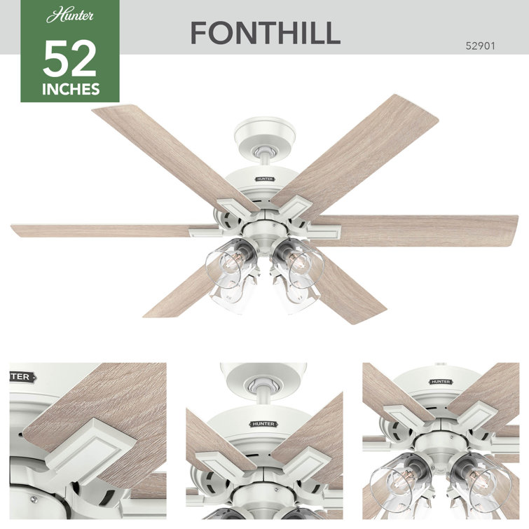 Fonthill 52-Inch Brushed Nickel Ceiling Fan with Light and Remote