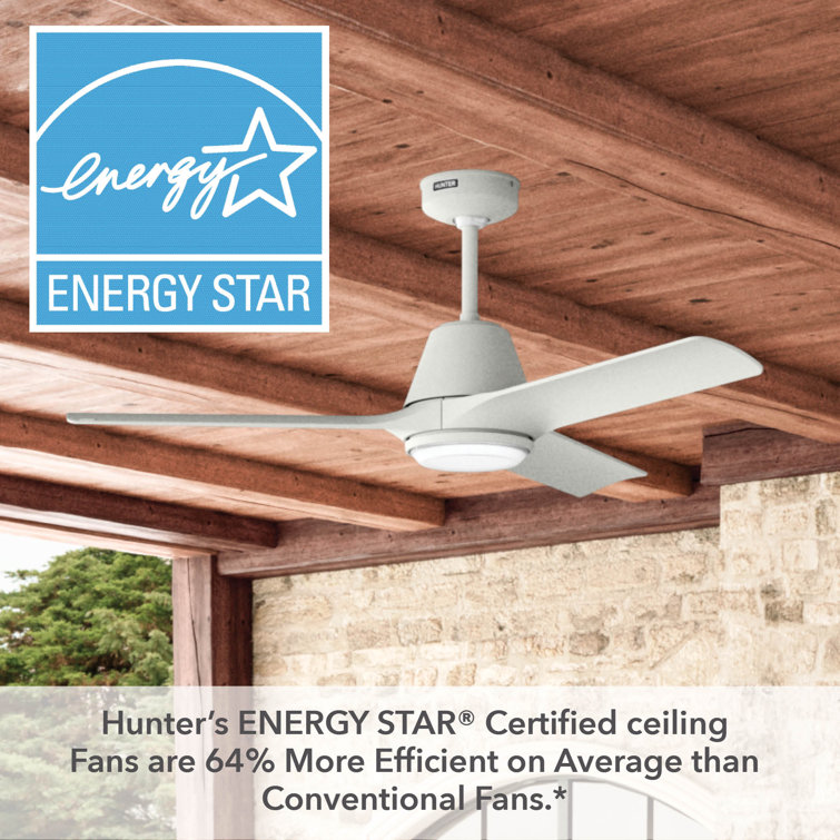 Hunter 52-Inch Matte White Smart Ceiling Fan with LED Light and Remote