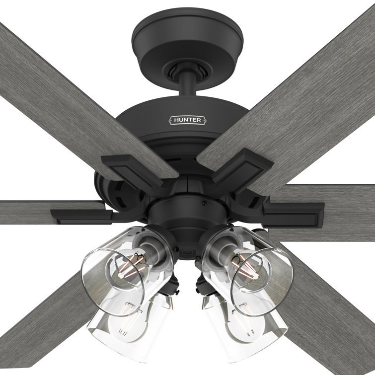 Matte Black and Gray Wood 52" Ceiling Fan with Lighting and Remote