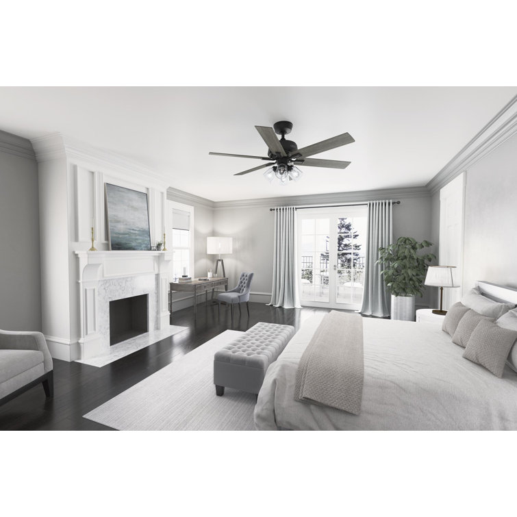 Matte Black and Gray Wood 52" Ceiling Fan with Lighting and Remote