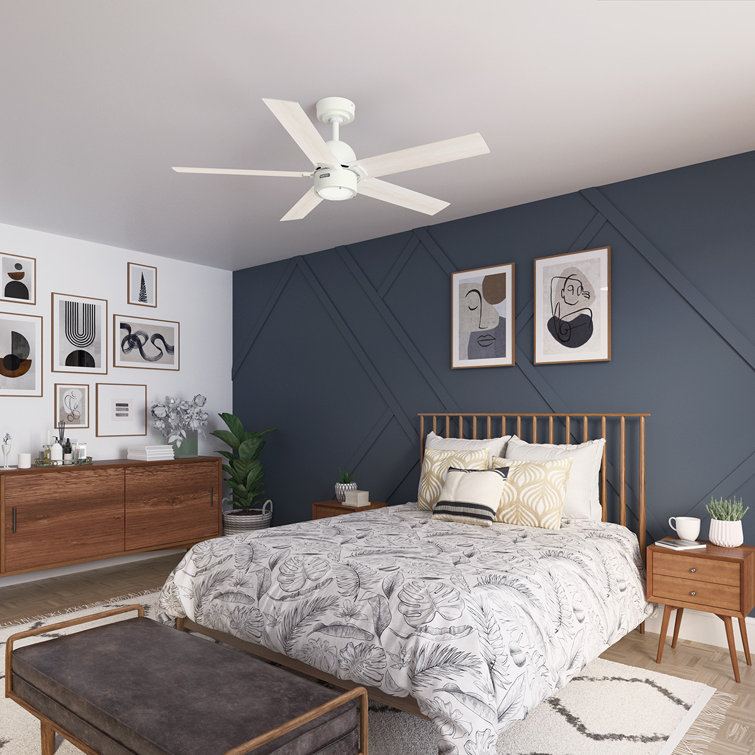 Erling 52" White Wood Ceiling Fan with Light and Remote