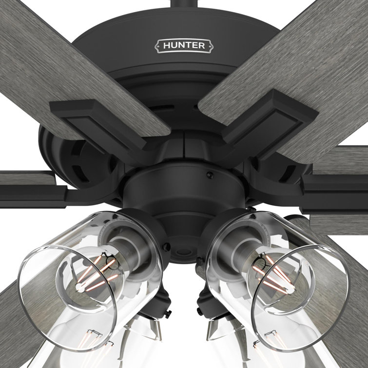 Matte Black and Gray Wood 52" Ceiling Fan with Lighting and Remote
