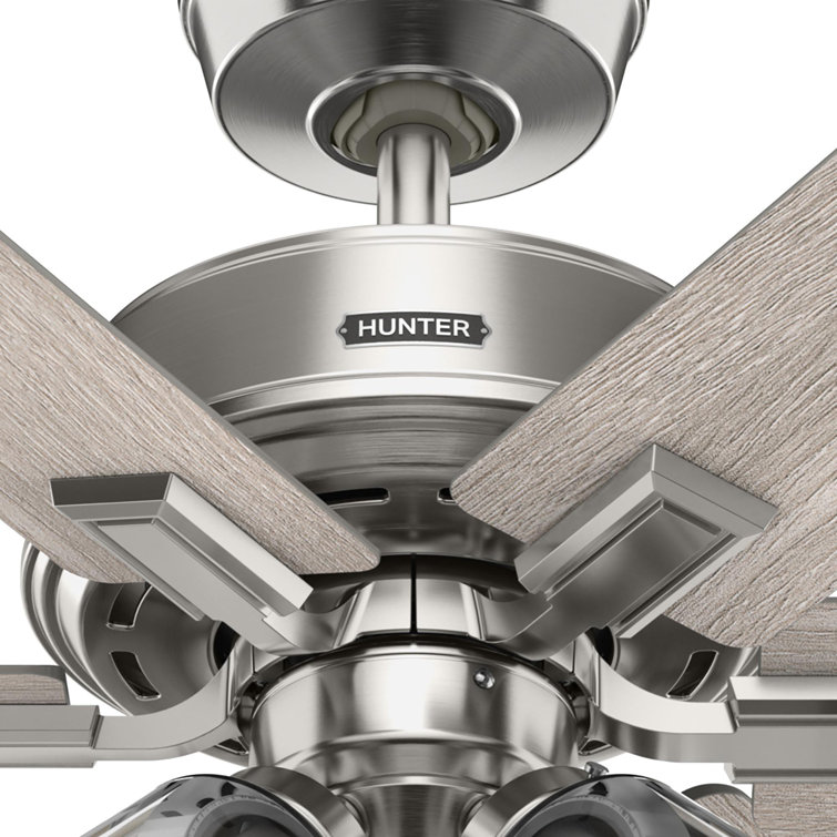 Hunter 52 Inch White and Light Oak Ceiling Fan with LED Light and Remote