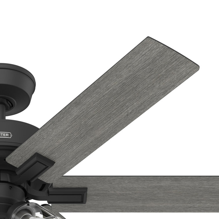 Matte Black and Gray Wood 52" Ceiling Fan with Lighting and Remote