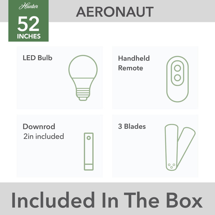Hunter 52-Inch Matte White Smart Ceiling Fan with LED Light and Remote