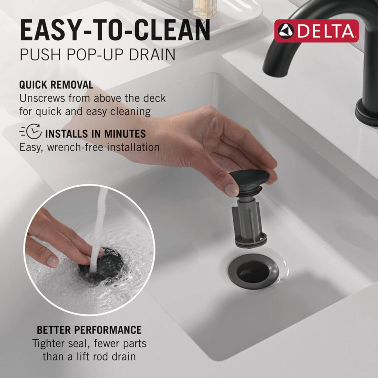 Delta Nicoli Matte Black 3-Hole Widespread Bathroom Faucet with Drain