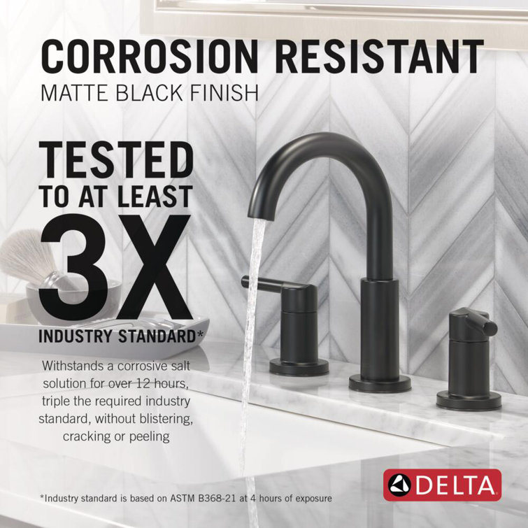 Delta Nicoli Matte Black 3-Hole Widespread Bathroom Faucet with Drain