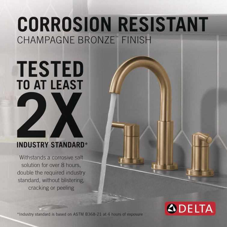Champagne Bronze Widespread Bathroom Faucet with Drain Assembly