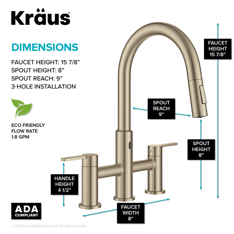 Antique Bronze Touchless Sensor Bridge Kitchen Faucet with Pull-Down Sprayhead