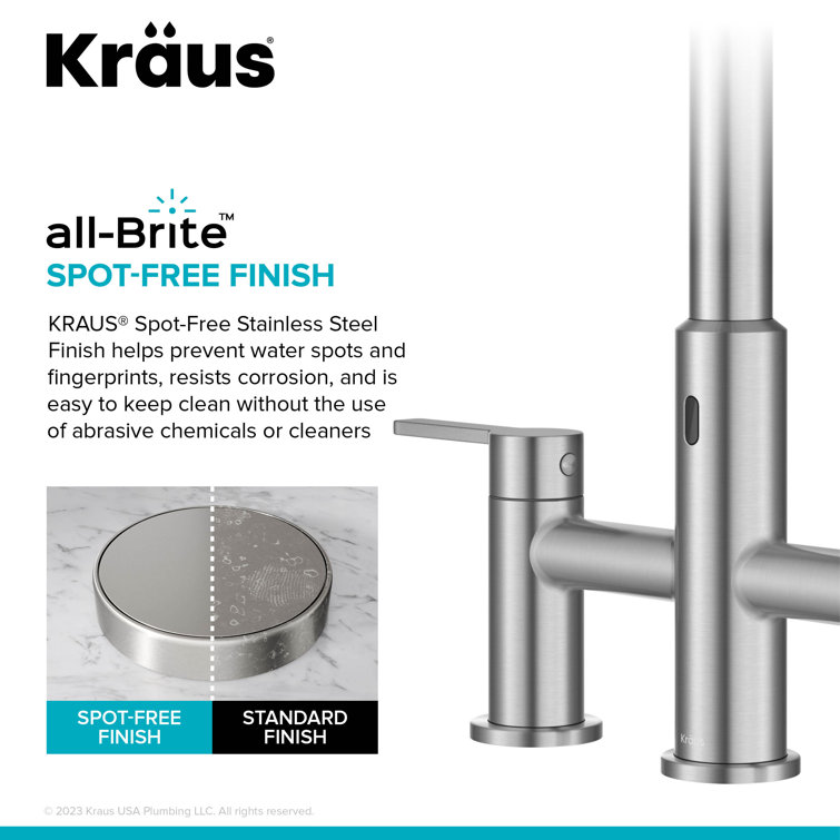 Stainless Steel Touchless Sensor Bridge Kitchen Faucet with Pull-Down Sprayhead