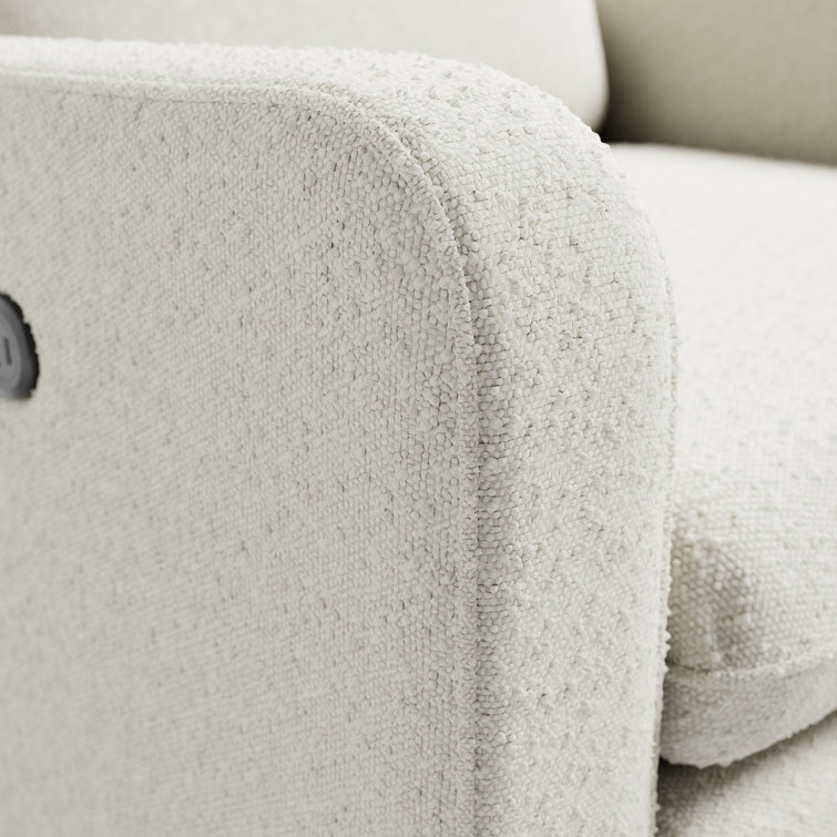 Ivory Boucle Swivel Recliner Accent Chair with Metal Base