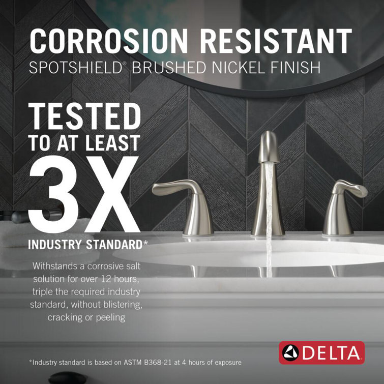 Delta Arvo 6.31" SpotShield Brushed Nickel Widespread Bathroom Faucet