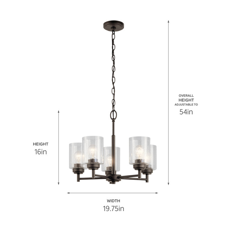 Winslow 5-Light Bronze Mini Chandelier with Clear Glass