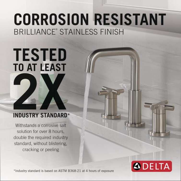 Nicoli Stainless Steel Widespread Bathroom Faucet with Cross Handles