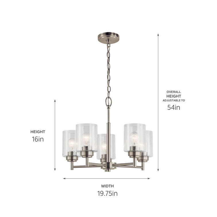 Winslow Brushed Nickel 5-Light Mini Chandelier with Clear Glass