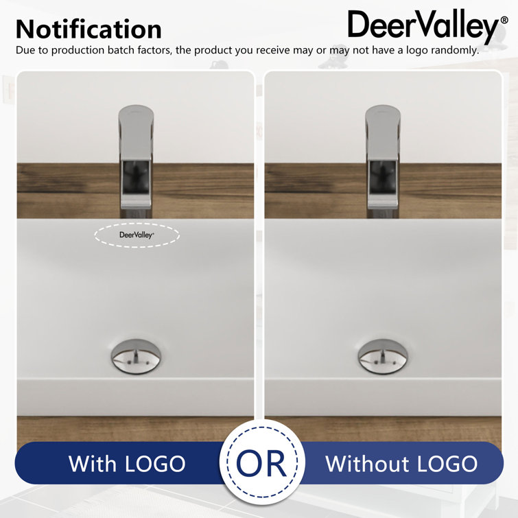 DeerValley 19'' White Ceramic Rectangular Above-Counter Vessel Sink