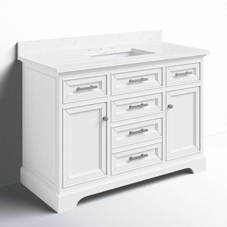 Thompson 48" White Solid Wood and MDF Single Vanity
