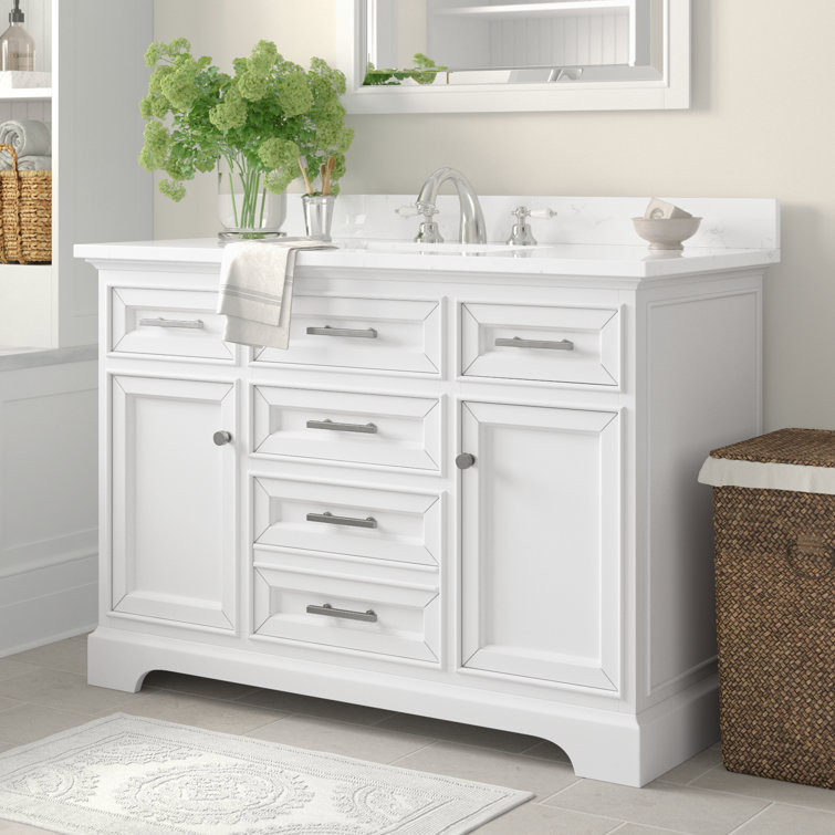 Thompson 48" White Solid Wood and MDF Single Vanity
