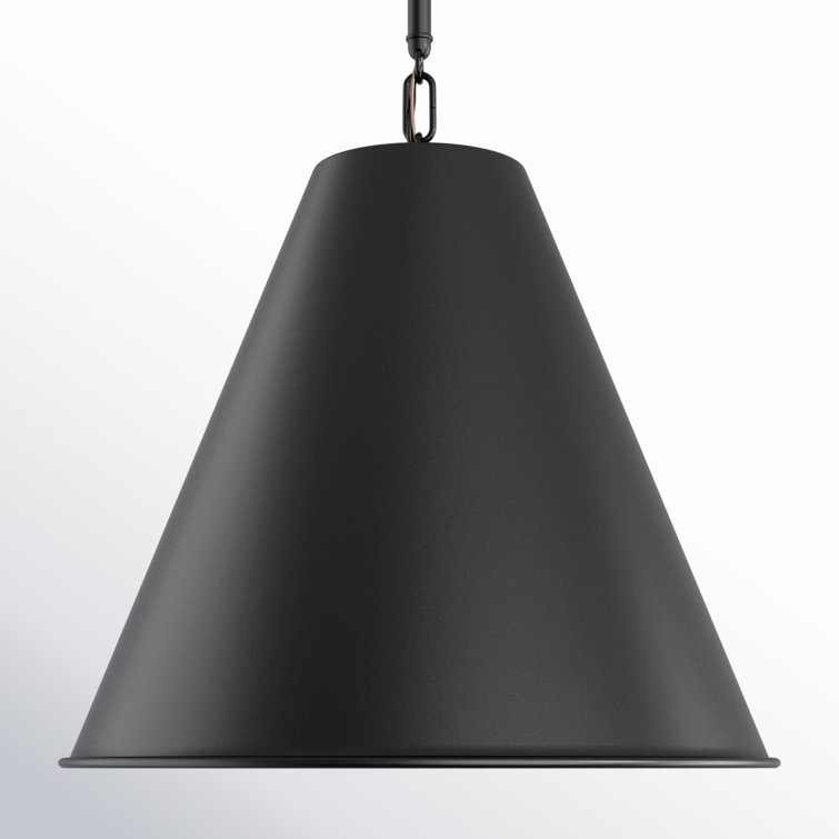 Midnight Black Nickel-Finish 1-Light Pendant with Steel Shade