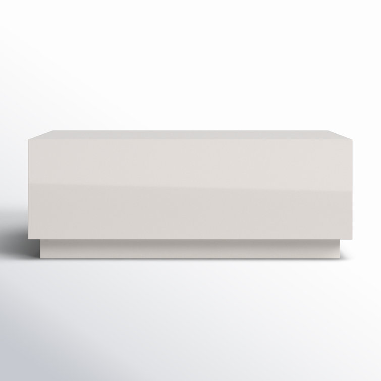 Gray Gloss Rectangular MDF Coffee Table with Storage