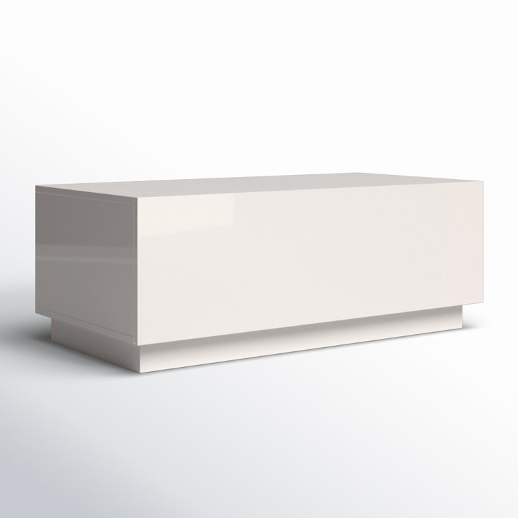 Gray Gloss Rectangular MDF Coffee Table with Storage