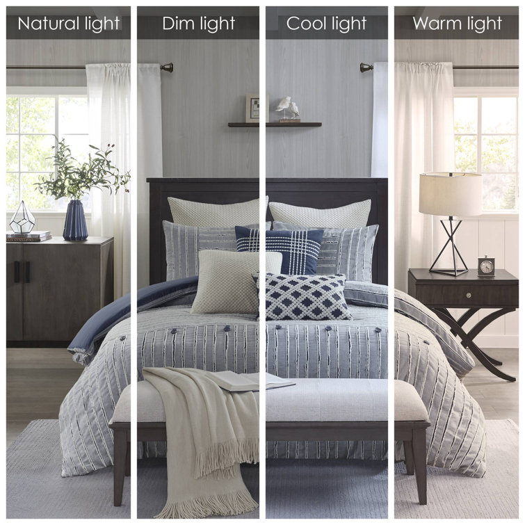 King Blue Cotton Down Alternative Comforter Set with Decorative Pillows