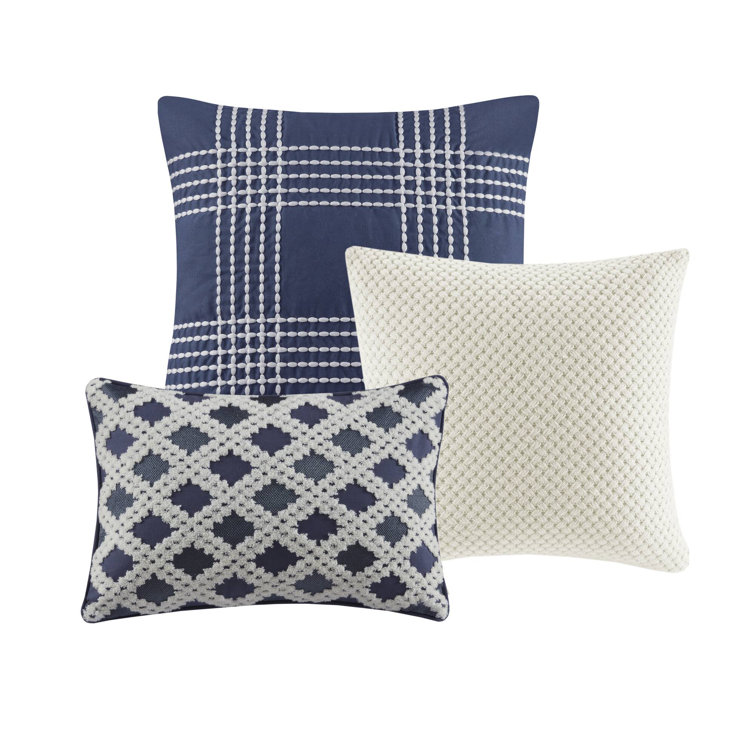 King Blue Cotton Down Alternative Comforter Set with Decorative Pillows