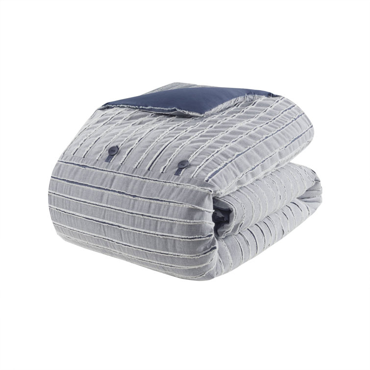King Blue Cotton Down Alternative Comforter Set with Decorative Pillows