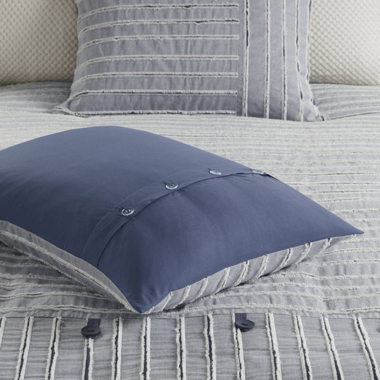 King Blue Cotton Down Alternative Comforter Set with Decorative Pillows