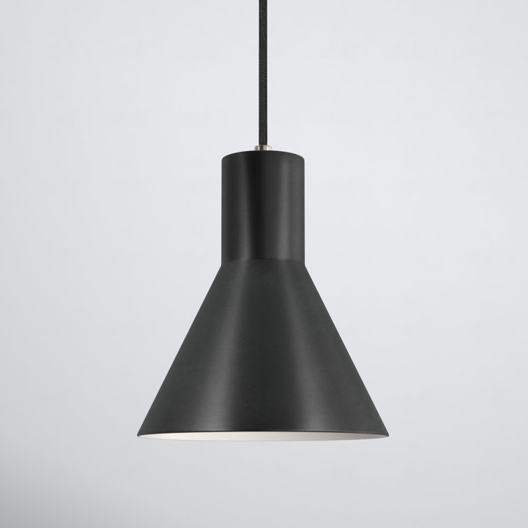 Brushed Nickel Black Metal Single Light Pendant
